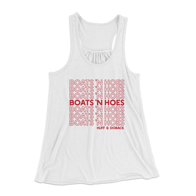 Boats 'N Hoes Women's Flowey Tank Top White | Funny Shirt from Famous In Real Life