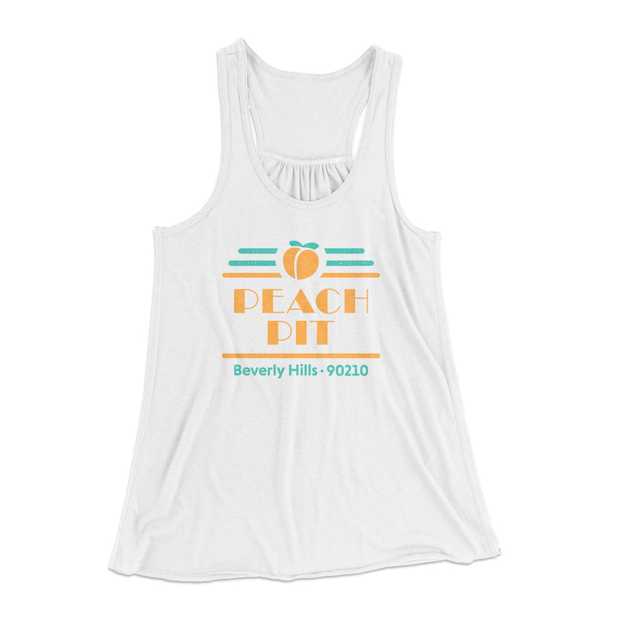Peach Pit Diner Women's Flowey Tank Top White | Funny Shirt from Famous In Real Life
