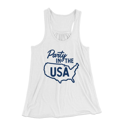 Party in the USA Women's Flowey Tank Top White | Funny Shirt from Famous In Real Life