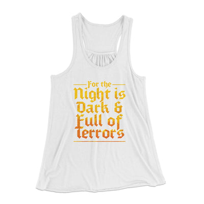 The Night is Dark and Full of Terrors Women's Flowey Tank Top White | Funny Shirt from Famous In Real Life