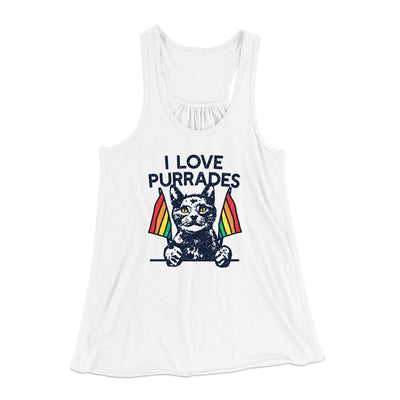 I Love Purrades Women's Flowey Tank Top White | Funny Shirt from Famous In Real Life