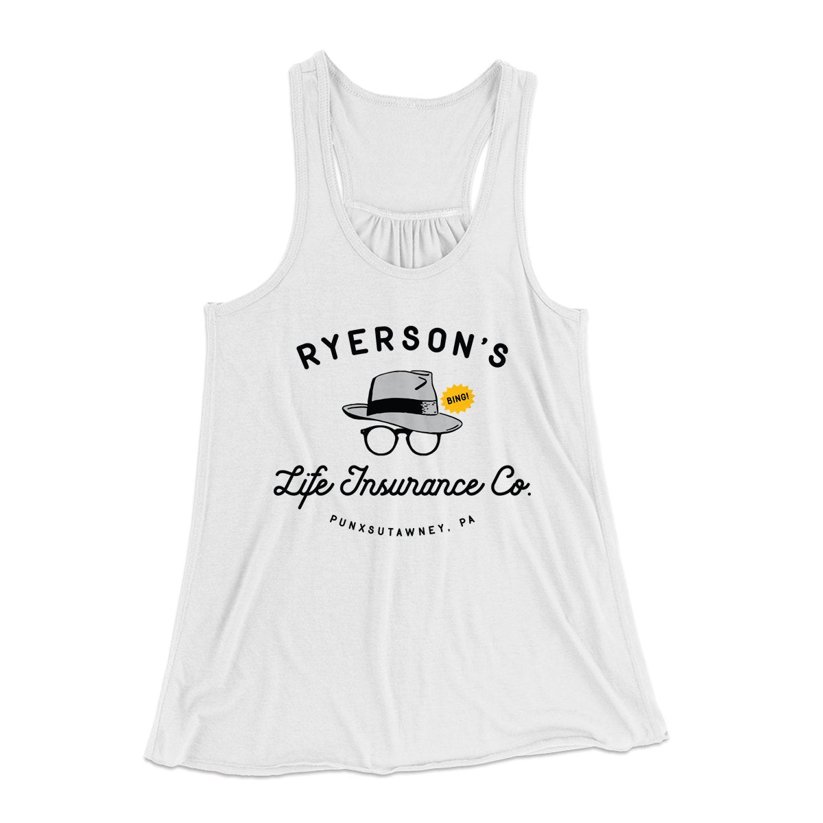 Ryerson's Life Insurance Women's Flowey Tank Top White | Funny Shirt from Famous In Real Life