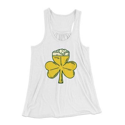 Beer Shamrock Women's Flowey Tank Top White | Funny Shirt from Famous In Real Life