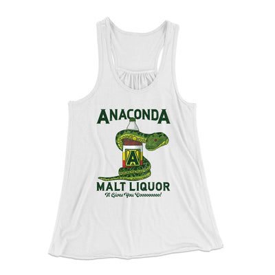 Anaconda Malt Liquor Women's Flowey Tank Top White | Funny Shirt from Famous In Real Life
