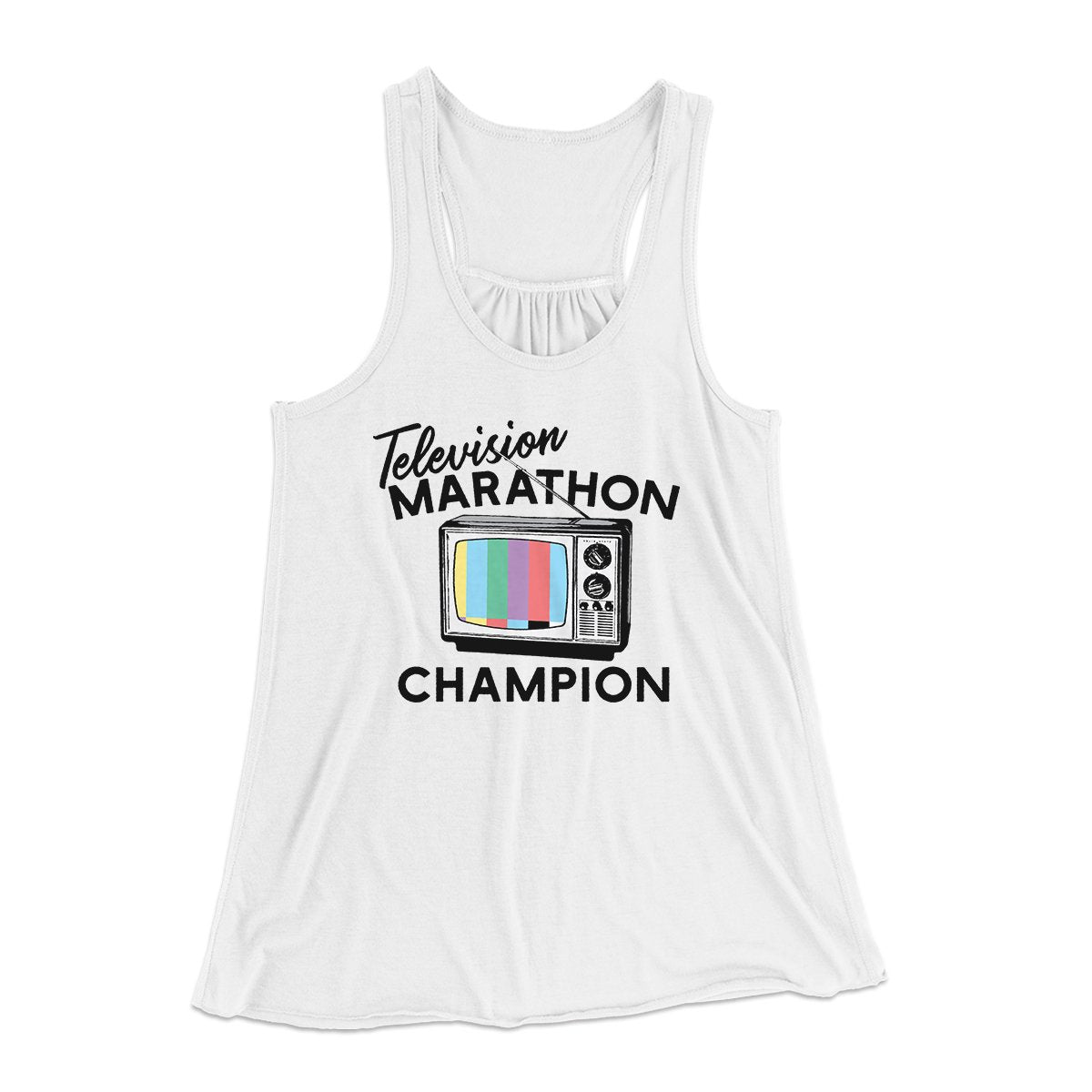 Television Marathon Champion Funny Women's Flowey Tank Top | Funny Shirt from Famous In Real Life