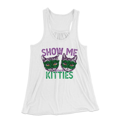 Show Me Your Kitties Women's Flowey Tank Top White | Funny Shirt from Famous In Real Life