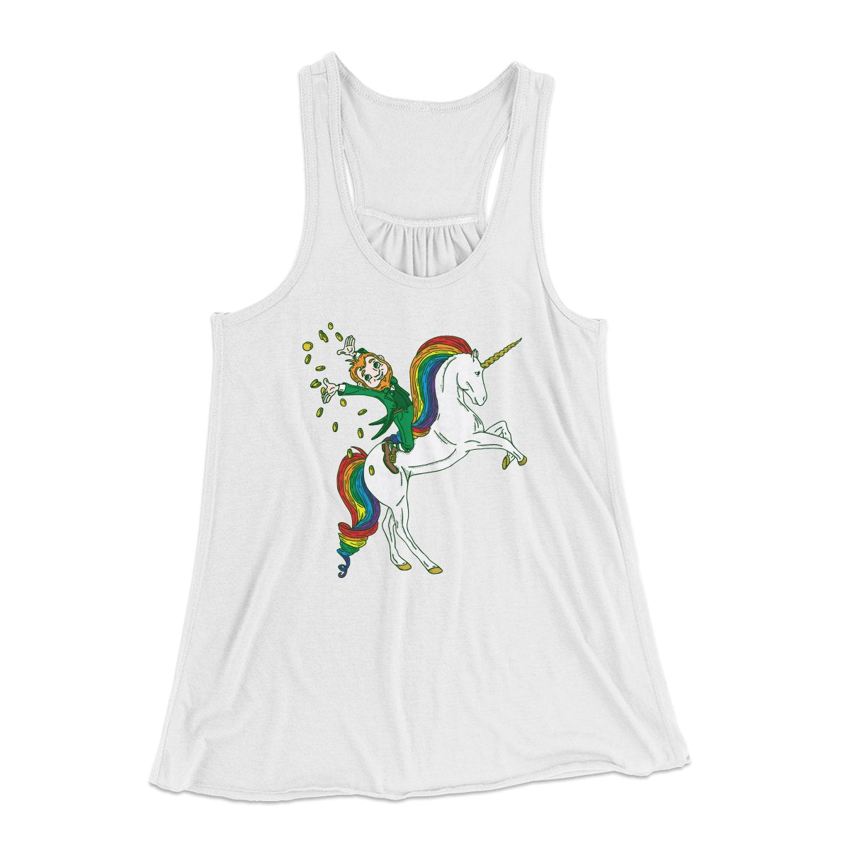 Leprechaun Unicorn Jockey Women's Flowey Tank Top | Funny Shirt from Famous In Real Life