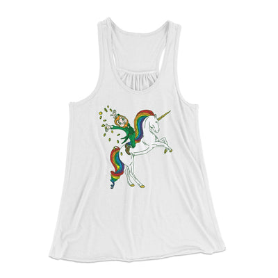 Leprechaun Unicorn Jockey Women's Flowey Tank Top White | Funny Shirt from Famous In Real Life