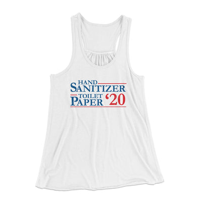 Hand Sanitizer, Toilet Paper 2020 Women's Flowey Tank Top White | Funny Shirt from Famous In Real Life