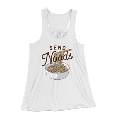 Send Noods Women's Flowey Tank Top White | Funny Shirt from Famous In Real Life