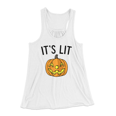 It's Lit Jack-O-Lantern Women's Flowey Tank Top White | Funny Shirt from Famous In Real Life