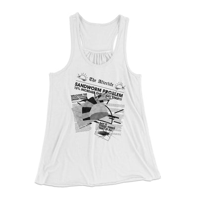 Sandworm Problem Increases Women's Flowey Tank Top White | Funny Shirt from Famous In Real Life