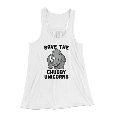 Save The Chubby Unicorns Funny Women's Flowey Tank Top White | Funny Shirt from Famous In Real Life