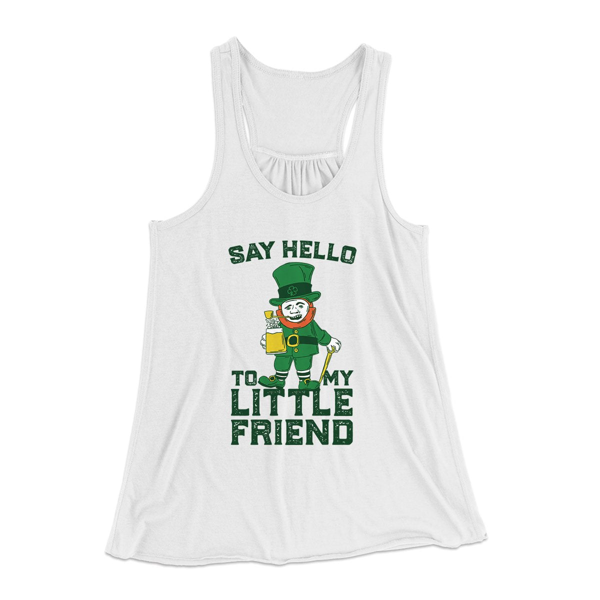 Say Hello To My Little Friend Women's Flowey Tank Top White | Funny Shirt from Famous In Real Life