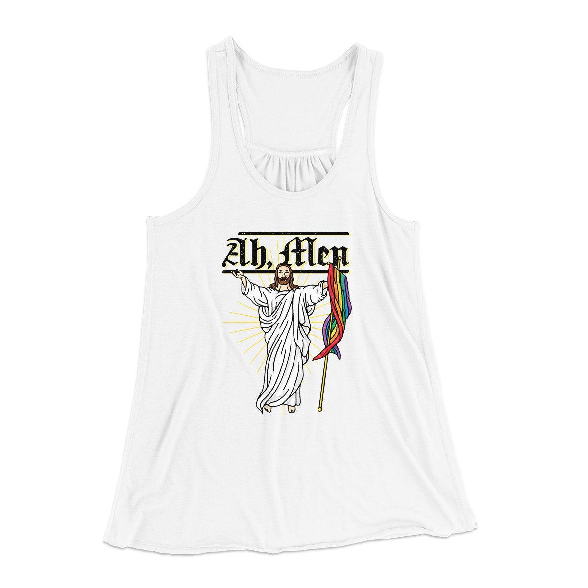 Ah, Men Women's Flowey Tank Top White | Funny Shirt from Famous In Real Life
