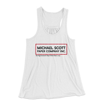 Michael Scott Paper Company Women's Flowey Tank Top White | Funny Shirt from Famous In Real Life