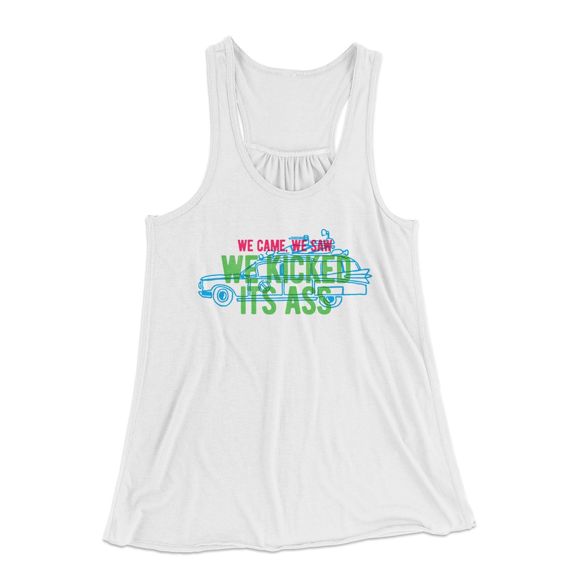 We Came, We Saw, We Kicked Its Ass Women's Flowey Tank Top White | Funny Shirt from Famous In Real Life