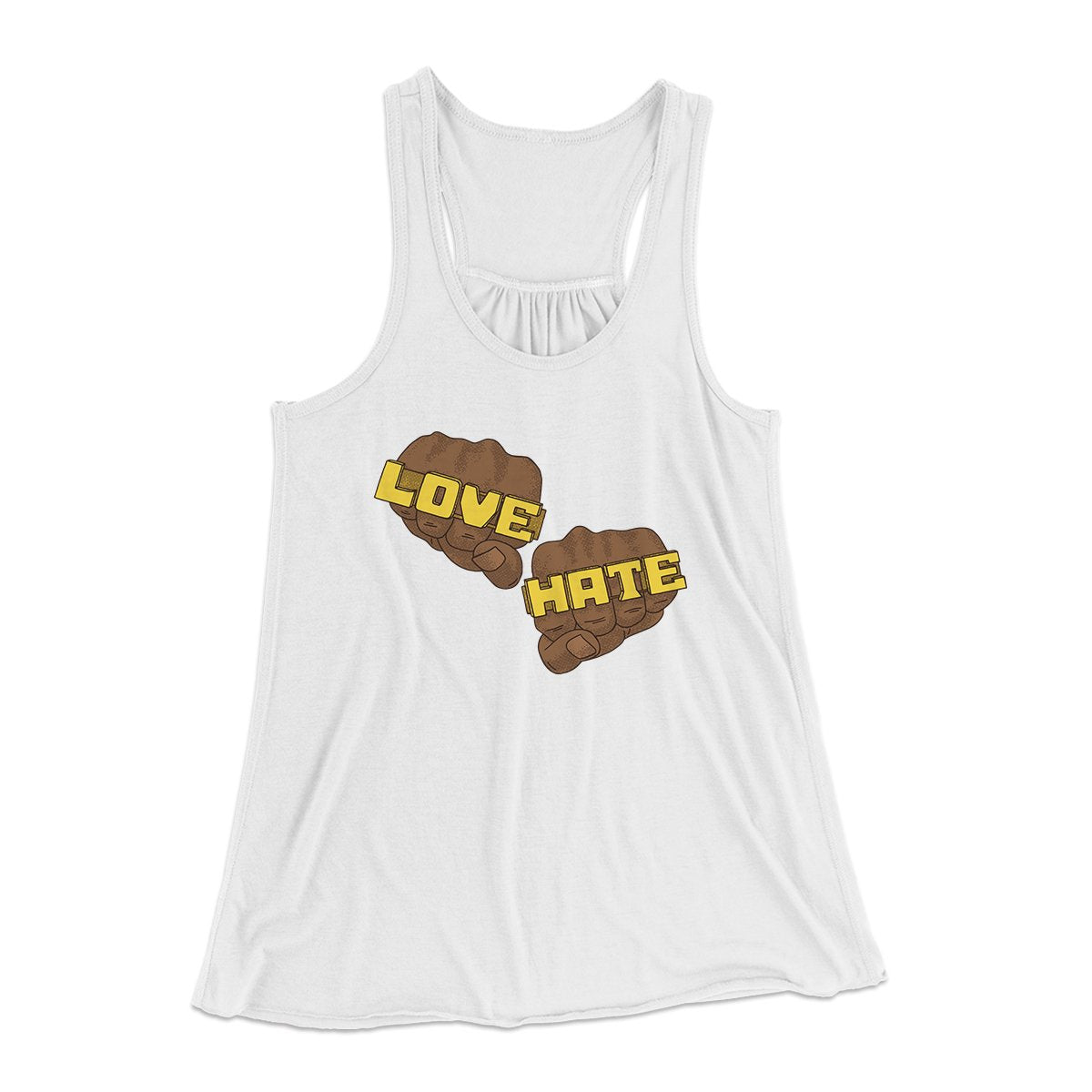 Love Hate Women's Flowey Tank Top White | Funny Shirt from Famous In Real Life