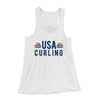 USA Curling Women's Flowey Tank Top White | Funny Shirt from Famous In Real Life
