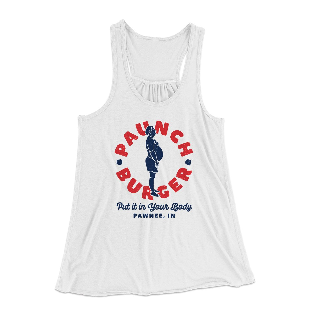 Paunch Burger Women's Flowey Tank Top White | Funny Shirt from Famous In Real Life