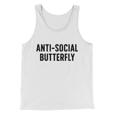 Anti-Social Butterfly Funny Men/Unisex Tank Top White/ Black | Funny Shirt from Famous In Real Life