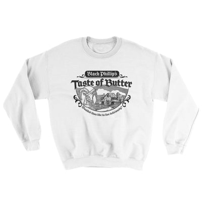 Black Phillip's Taste Of Butter Ugly Sweater White | Funny Shirt from Famous In Real Life