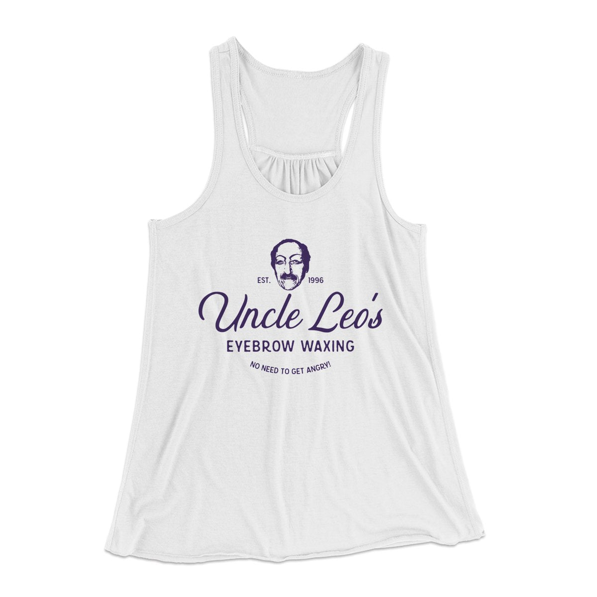 Uncle Leo's Eyebrow Waxing Women's Flowey Tank Top White | Funny Shirt from Famous In Real Life