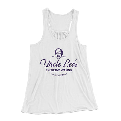Uncle Leo's Eyebrow Waxing Women's Flowey Tank Top White | Funny Shirt from Famous In Real Life