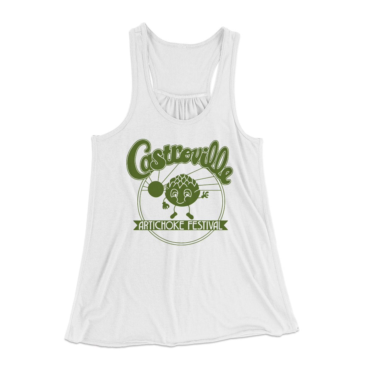 Castroville Artichoke Festival Women's Flowey Tank Top White | Funny Shirt from Famous In Real Life