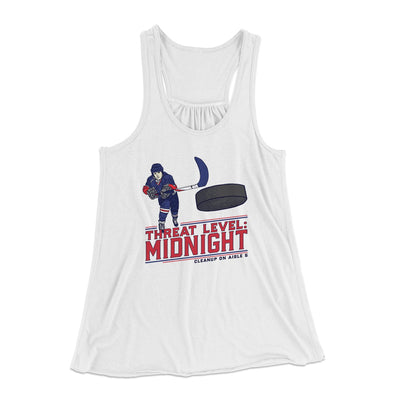 Threat Level: Midnight Women's Flowey Tank Top White | Funny Shirt from Famous In Real Life