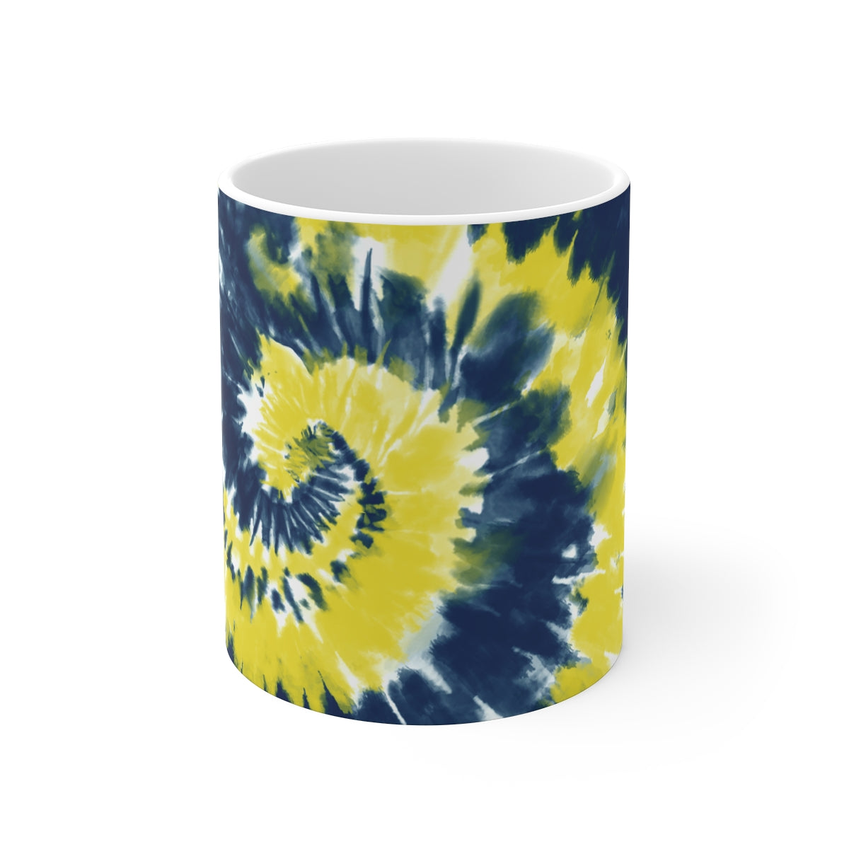 Navy Blue & Yellow Tie Dye Coffee Mug | Funny Shirt from Famous In Real Life