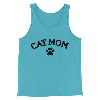 Cat Mom Men/Unisex Tank Top Aqua Triblend | Funny Shirt from Famous In Real Life