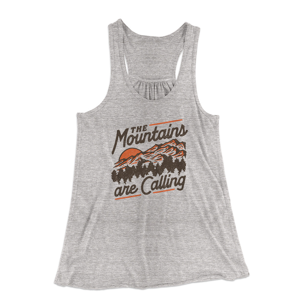 The Mountains Are Calling Women's Flowey Racerback Tank Top Athletic Heather | Funny Shirt from Famous In Real Life