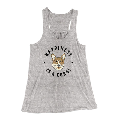 Happiness Is A Corgi Women's Flowey Racerback Tank Top Athletic Heather | Funny Shirt from Famous In Real Life