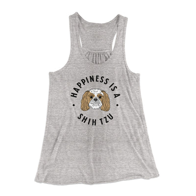 Happiness Is A Shih Tzu Women's Flowey Racerback Tank Top Athletic Heather | Funny Shirt from Famous In Real Life
