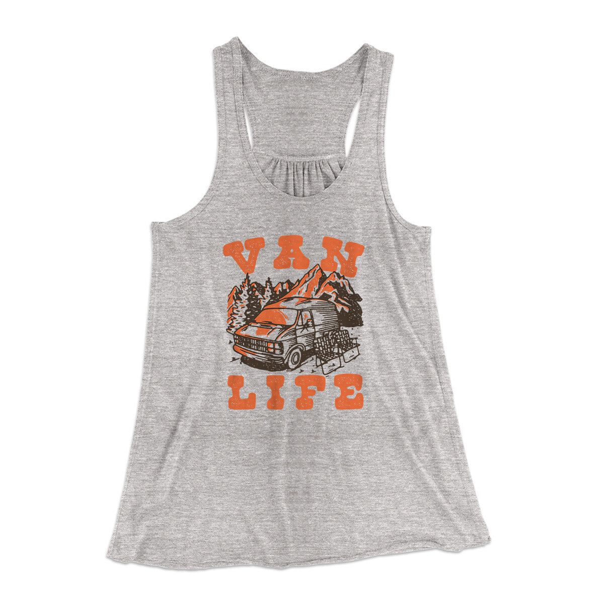 Van Life Women's Flowey Racerback Tank Top Athletic Heather | Funny Shirt from Famous In Real Life