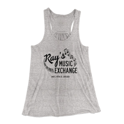 Rays Music Exchange Women's Flowey Racerback Tank Top Athletic Heather | Funny Shirt from Famous In Real Life