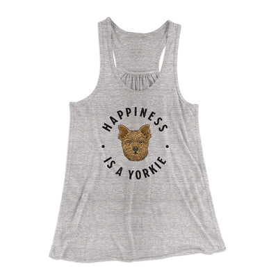 Happiness Is A Yorkie Women's Flowey Racerback Tank Top Athletic Heather | Funny Shirt from Famous In Real Life