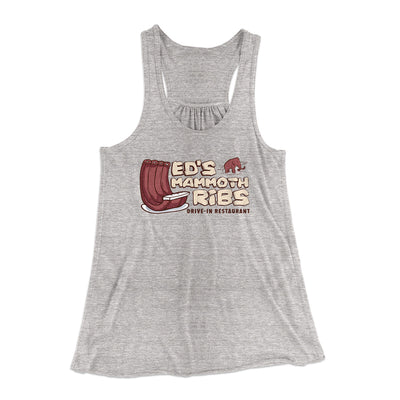 Ed's Mammoth Ribs Women's Flowey Racerback Tank Top Athletic Heather | Funny Shirt from Famous In Real Life