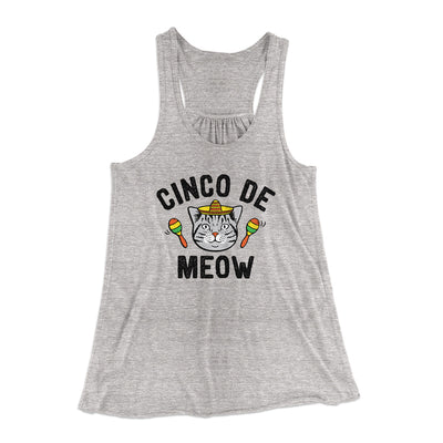 Cinco De Meow Women's Flowey Racerback Tank Top Athletic Heather | Funny Shirt from Famous In Real Life