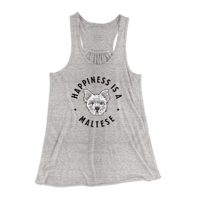 Happiness Is A Maltese Women's Flowey Racerback Tank Top Athletic Heather | Funny Shirt from Famous In Real Life