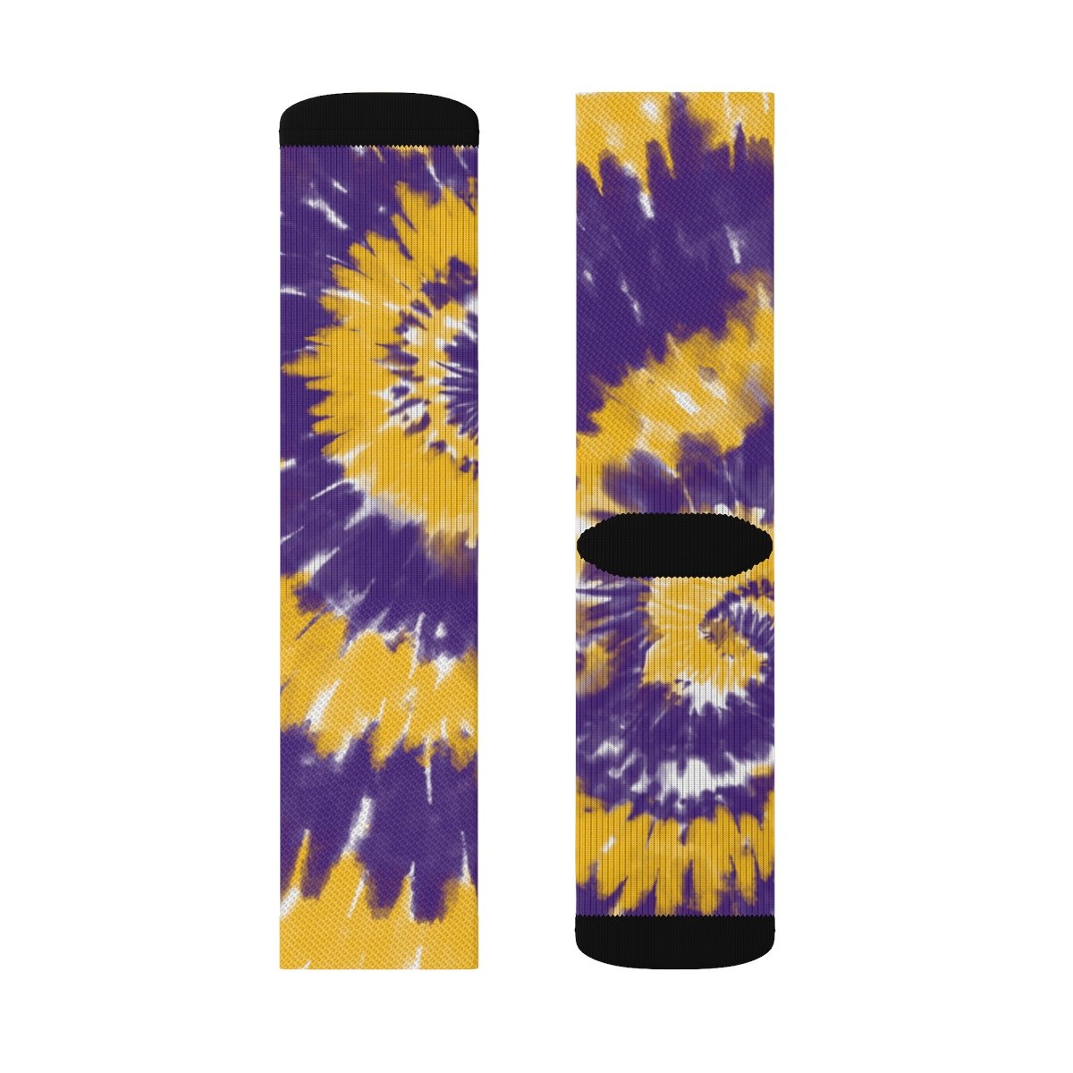 Purple & Yellow Tie Dye Adult Crew Socks | Funny Shirt from Famous In Real Life