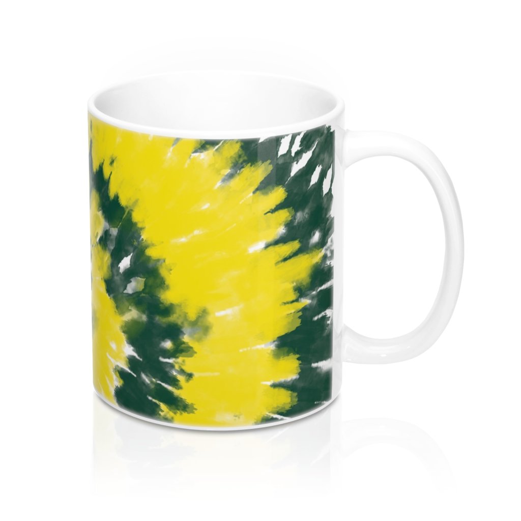 Green & Yellow Tie Dye Coffee Mug | Funny Shirt from Famous In Real Life