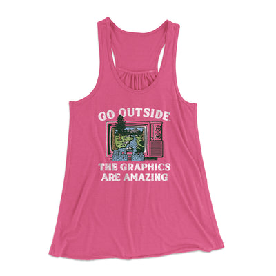 Go Outside The Graphics Are Amazing Funny Women's Flowey Racerback Tank Top Berry | Funny Shirt from Famous In Real Life