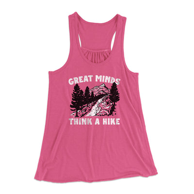 Great Minds Think A Hike Women's Flowey Racerback Tank Top Berry | Funny Shirt from Famous In Real Life