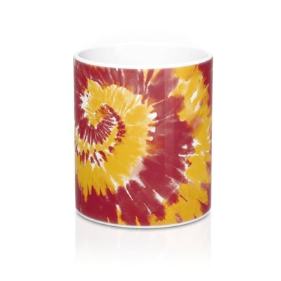 Maroon & Yellow Tie Dye Coffee Mug 11oz | Funny Shirt from Famous In Real Life