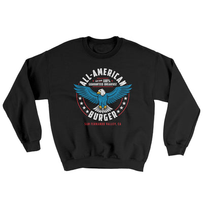 All American Burger Ugly Sweater Black | Funny Shirt from Famous In Real Life