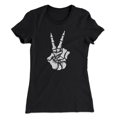 Peace Skeleton Hand Women's T-Shirt Black | Funny Shirt from Famous In Real Life