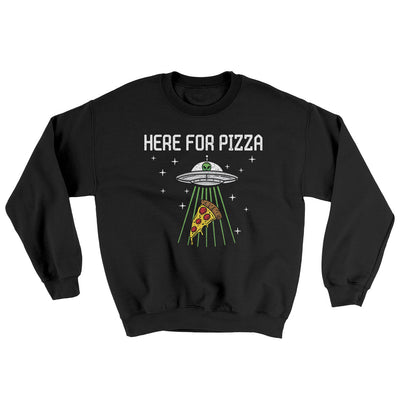 Here For The Pizza Ugly Sweater Black | Funny Shirt from Famous In Real Life