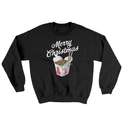 Merry Christmas Takeout Ugly Sweater Black | Funny Shirt from Famous In Real Life